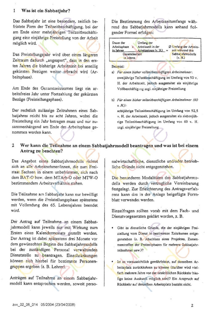 Sabbatjahr Merkblatt und Antrag, LaSuB Sachsen, 2019, Seite 1